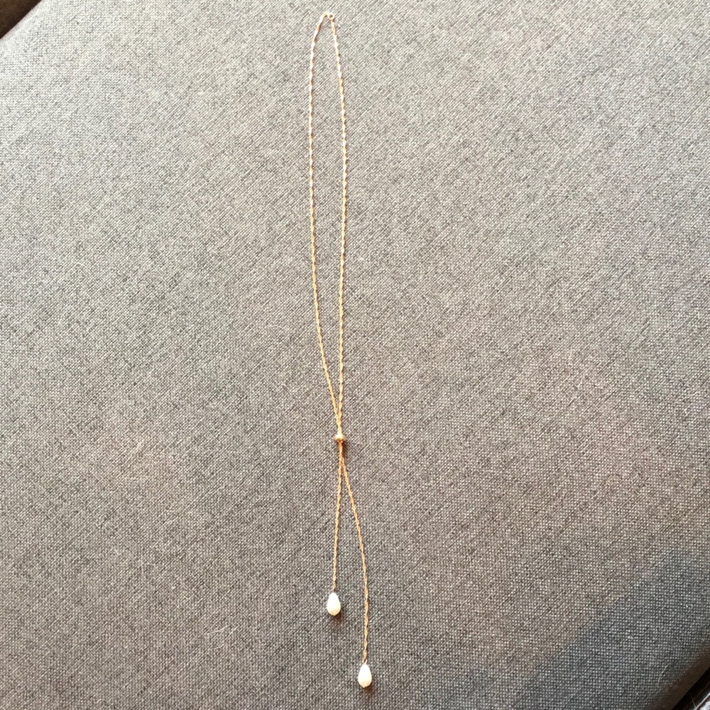 Handmade Bolo Style Gold and Pearl Drop Necklace